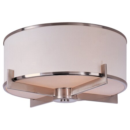 Maxim Three Light Satin Nickel Drum Shade Flush Mount 12050WTSN